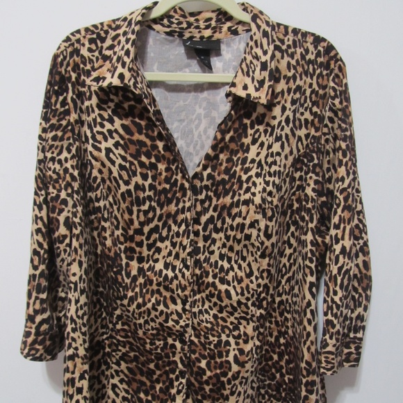 Lane Bryant Button Down Leopard Print Blouse - Picture 2 of 7